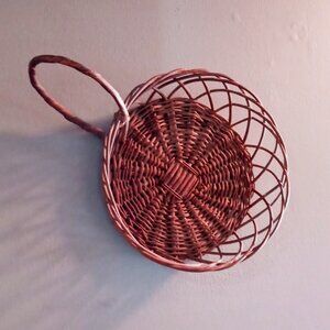 Unique Vintage Round Willow/Wicker/Rattan Basket Tray w/1 Handle Decor Boho Chic